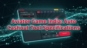 Aviator game auto-cashout interface on a crypto-blockchain background with a glowing red title. Indian Aviator auto cashout s